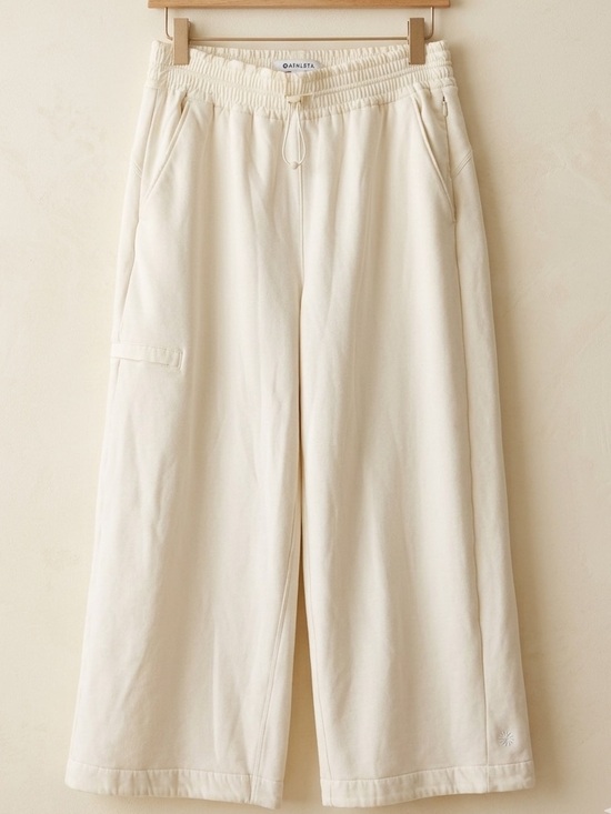 Athleta Pants - Cream Wide Leg Crop Fleece Bungee Toggle Cargo Sweatpants Lounge Athleta S